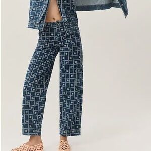 NWOT Anthropologie Damson Madder Drew Embroidered Cargo Jeans